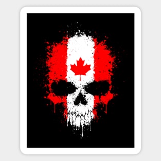 Chaotic Canadian Flag Splatter Skull Magnet